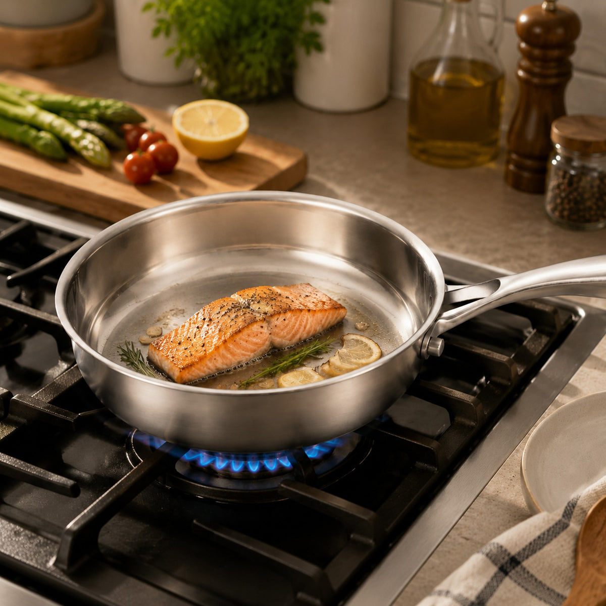 21.5Cm Stainless Steel Frying Pan – Tri-Ply Clad Non-Stick Small Frying Pan