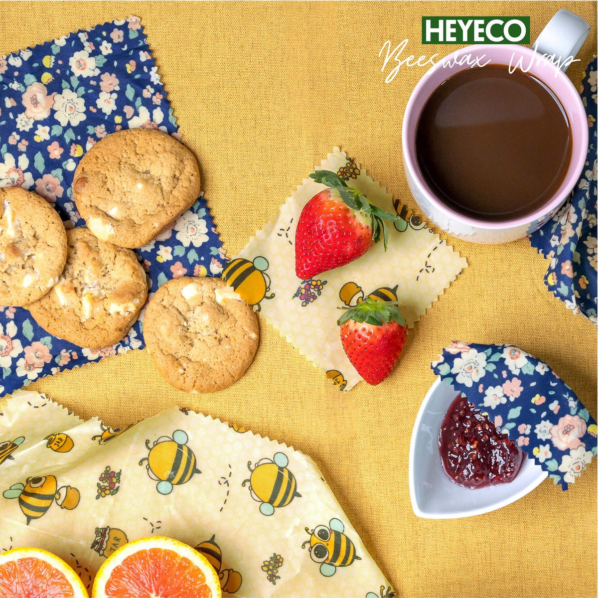Beeswax Wraps Set of 8 | Eco-Friendly Reusable Food Storage Wraps | Organic