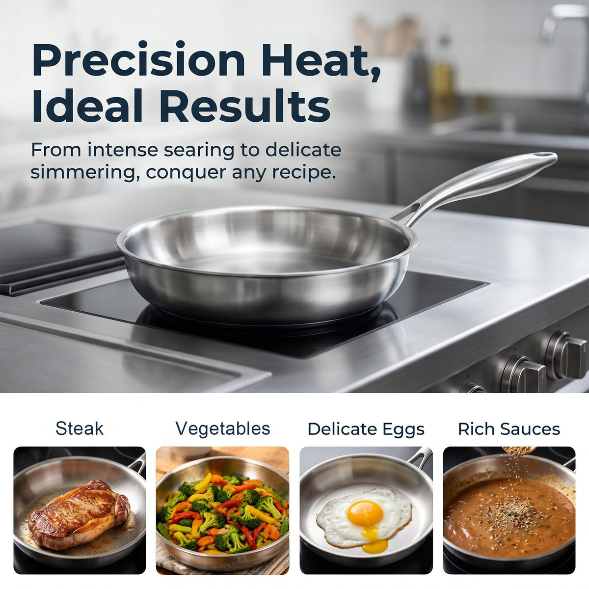 21.5Cm Stainless Steel Frying Pan – Tri-Ply Clad Non-Stick Small Frying Pan