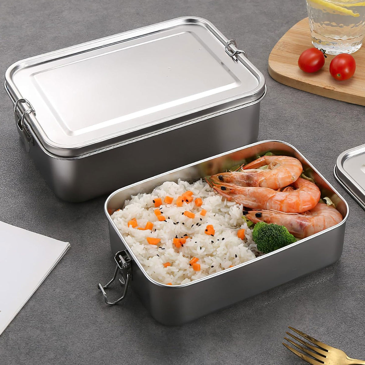 304 Stainless Steel Bento Box with Dividers Metal Lunch Food Storage Container
