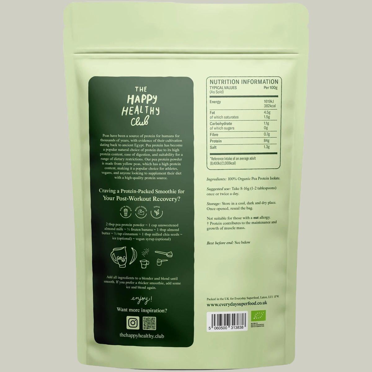 Organic Pea Protein Powder 84% | Unflavoured | Pea Protein Isolate Vegan Kosher