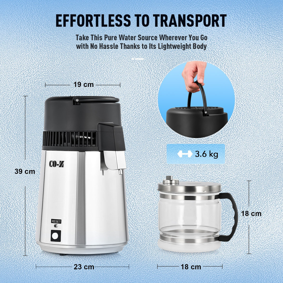 CO-Z 4L Stainless Steel Water Distiller Pure Water Filter Purifier Medical Labs