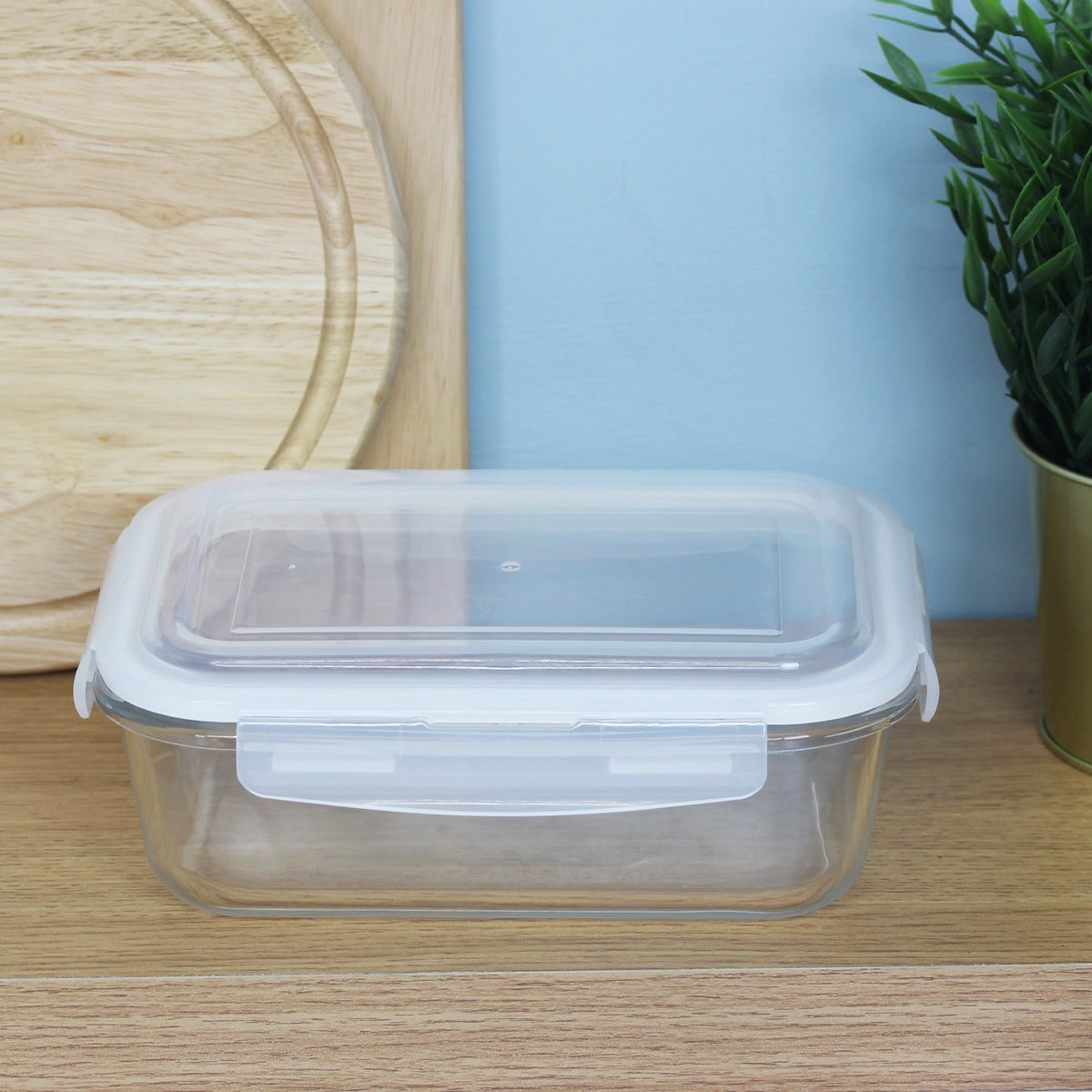 Freska 3Pc 1520Ml Borosilicate Glass Lunch Box Food Container Airtight Lid Set