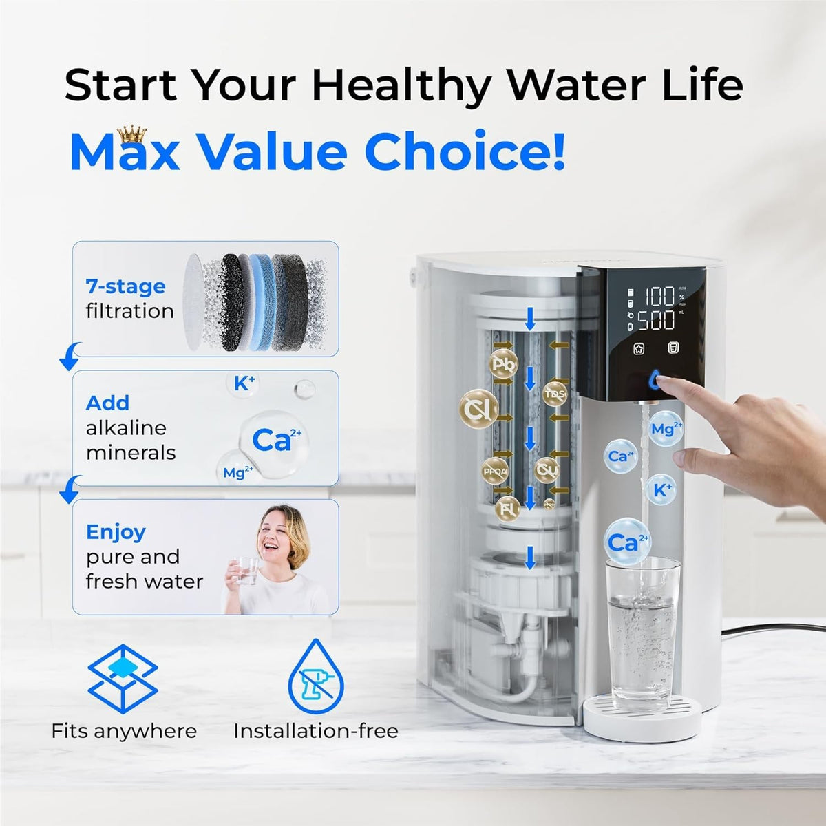 [Alkaline Mineral] Waterdrop Corero Reverse Osmosis System, 7-Stage, WD-C1SL