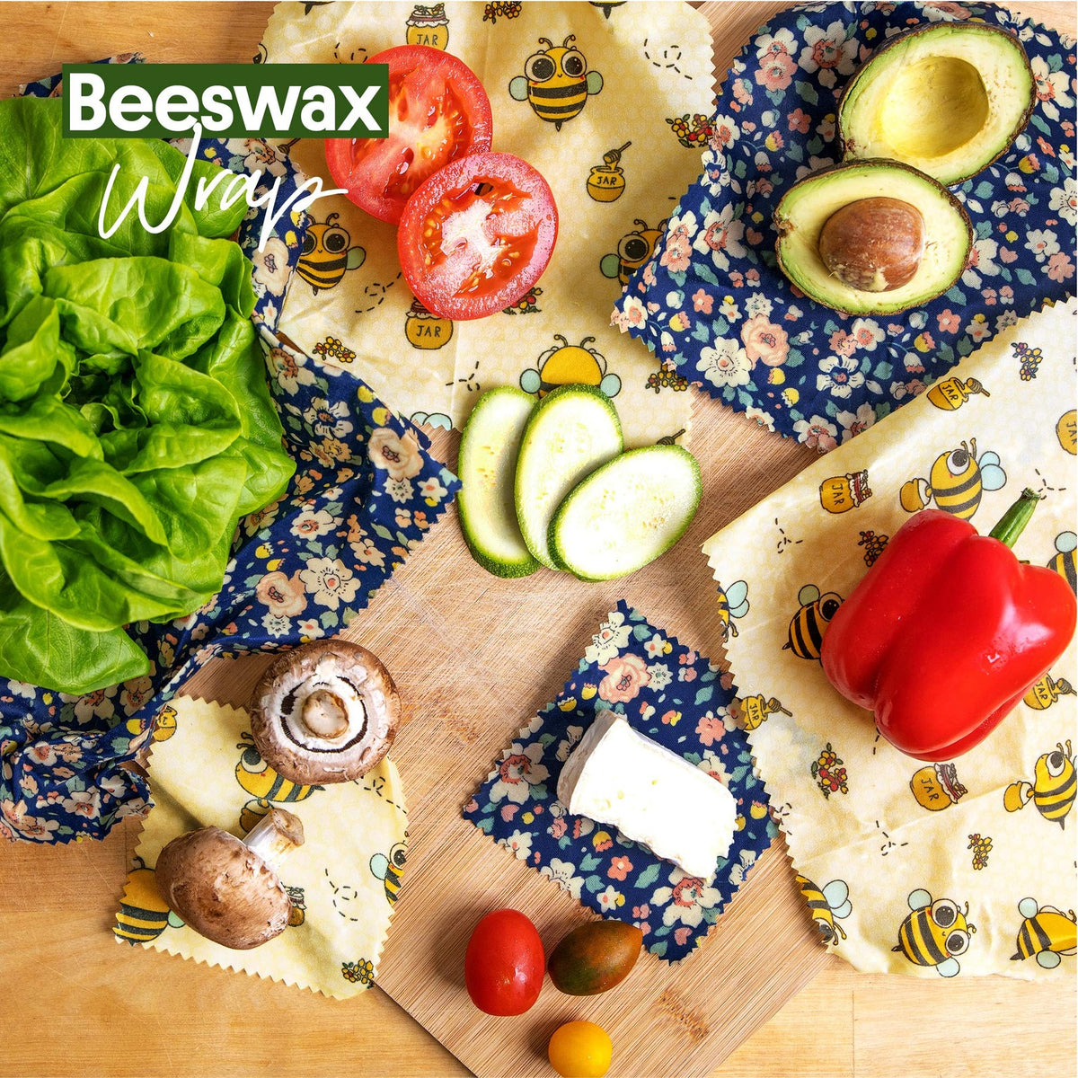 Beeswax Wraps Set of 8 | Eco-Friendly Reusable Food Storage Wraps | Organic