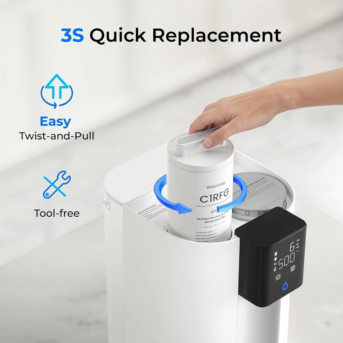 Waterdrop C1RFG Filter, Replacement for C1SL RO System, 12-Month Lifetime