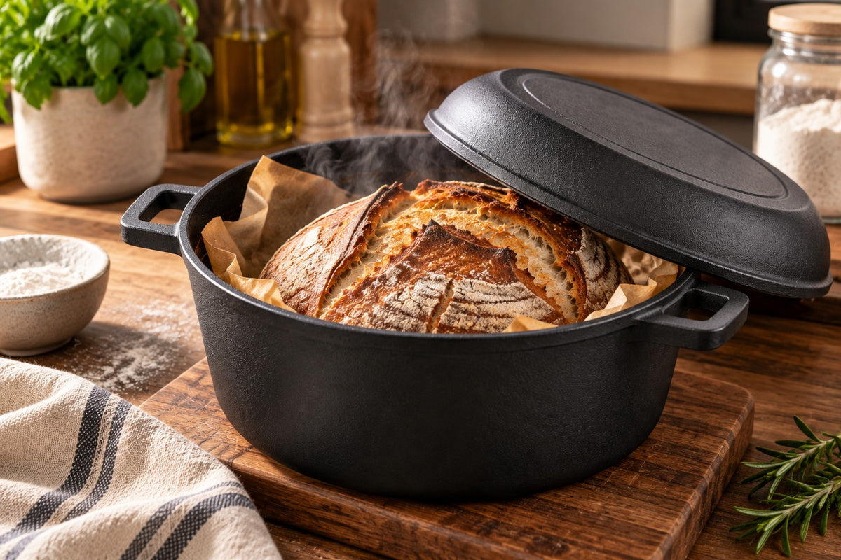 4.5L Pre-Seasoned Cast Iron Double Dutch Oven – 2-in-1