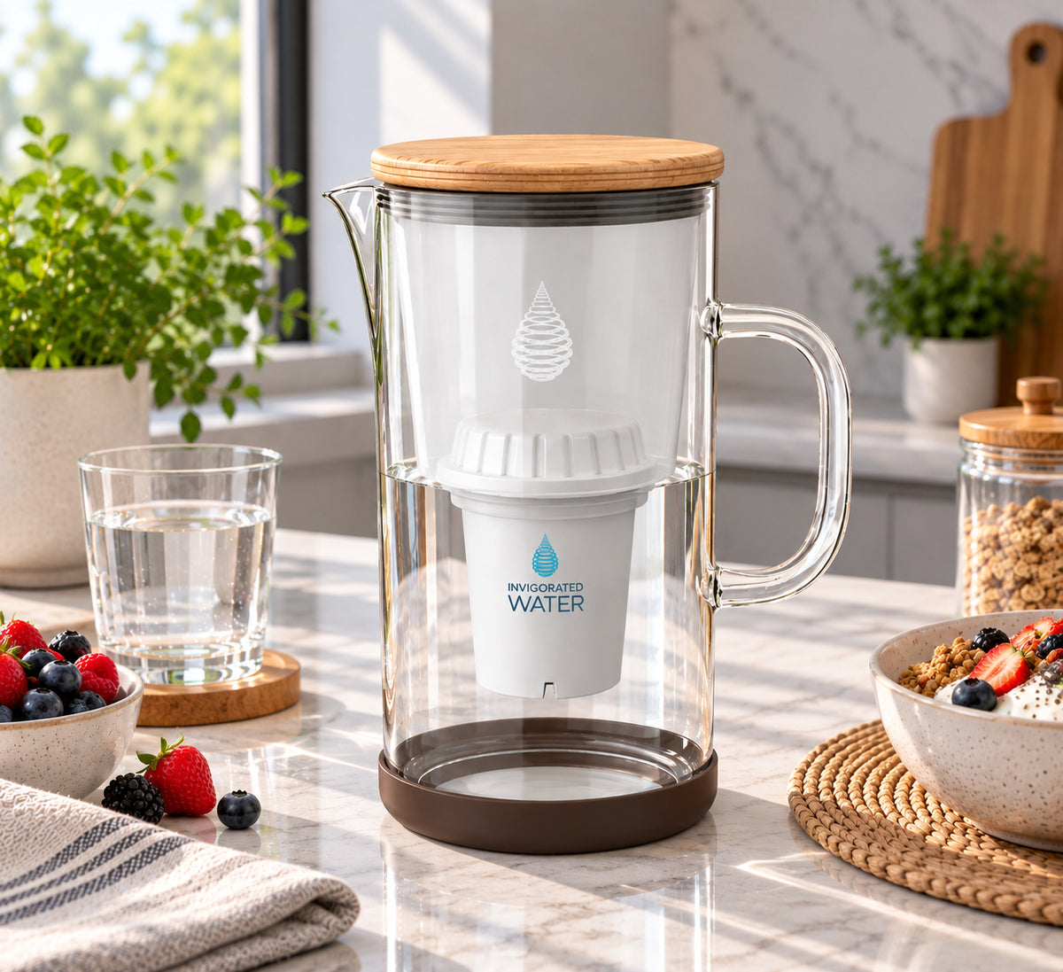 3.5L Borosilicate Glass Water Filter Jug with Multi-Stage Filtration