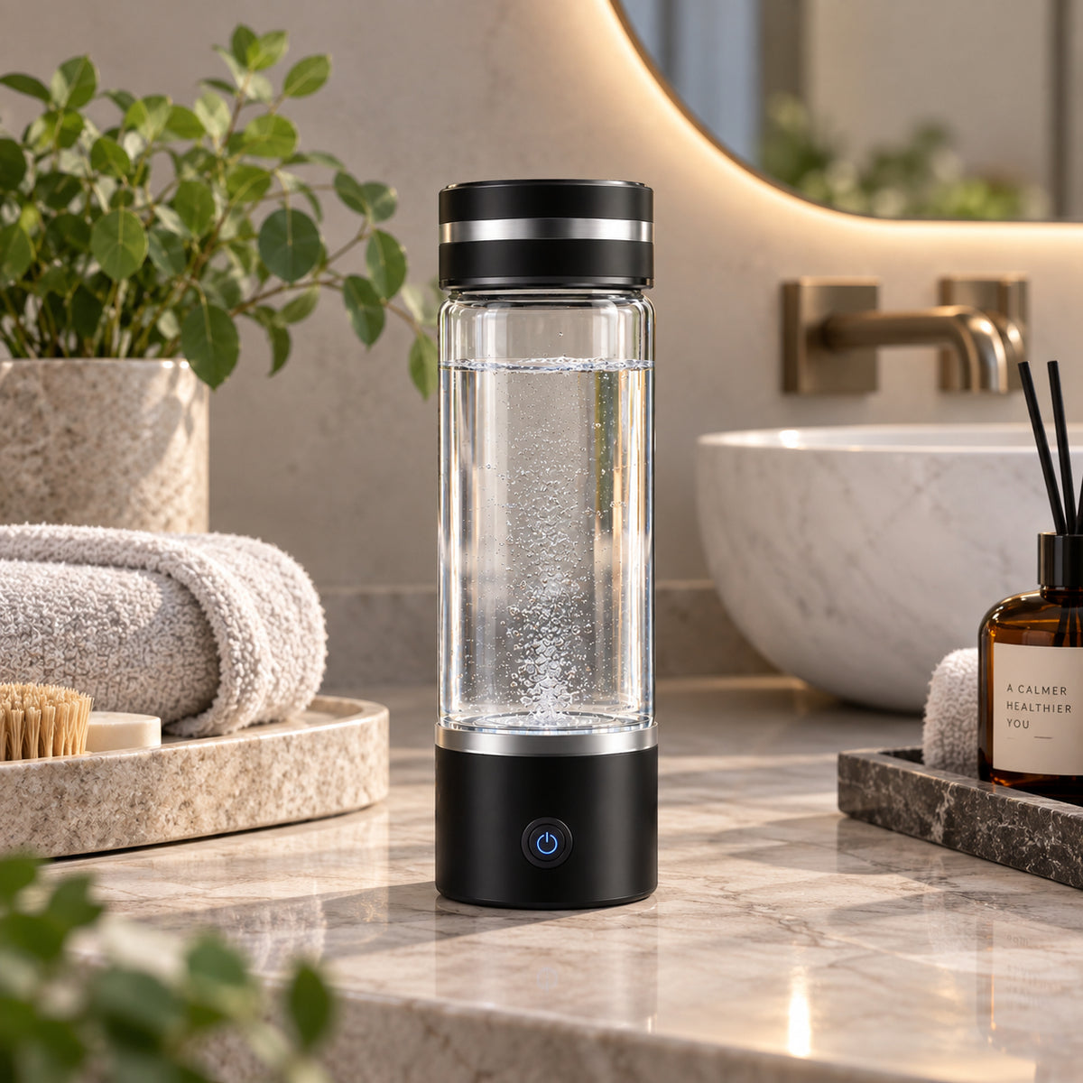 Hydrogen Water Bottle – SPE/PEM Electrolysis, 380ml