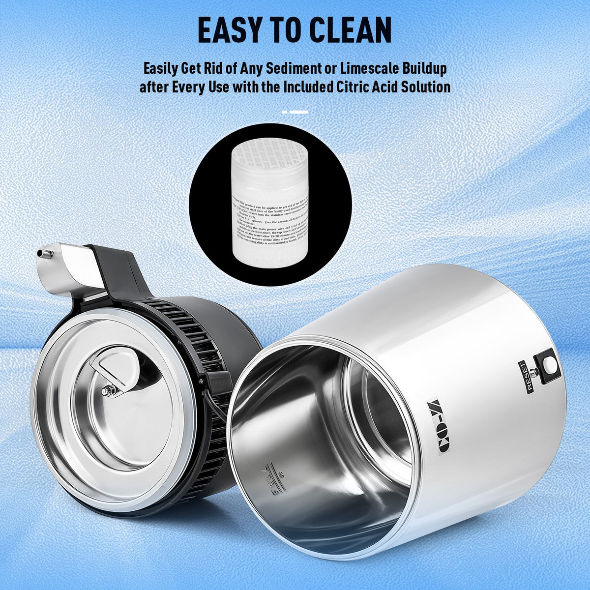 CO-Z 4L Stainless Steel Water Distiller Pure Water Filter Purifier Medical Labs