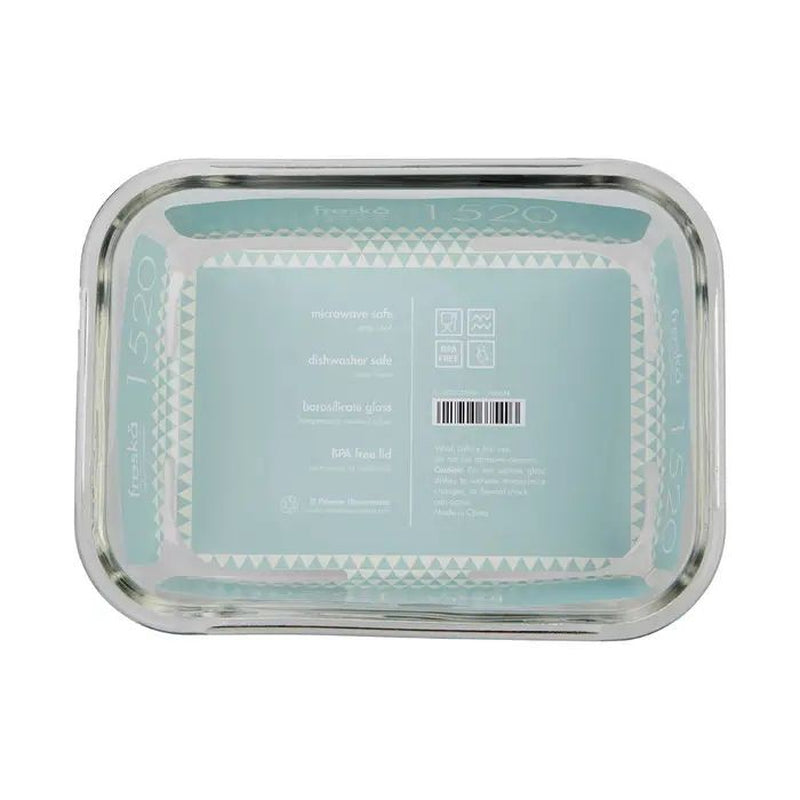 Freska 3Pc 1520Ml Borosilicate Glass Lunch Box Food Container Airtight Lid Set