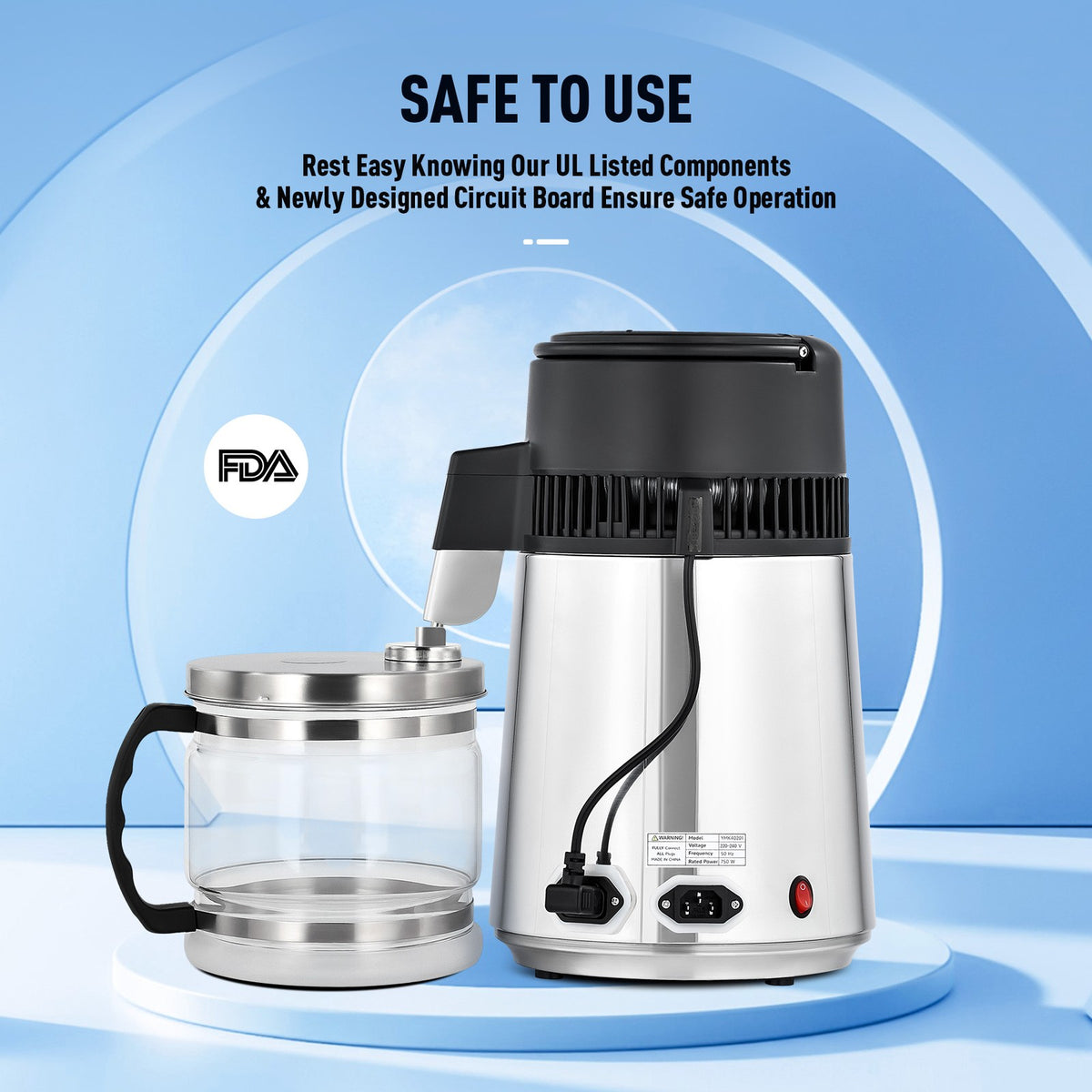 CO-Z 4L Stainless Steel Water Distiller Pure Water Filter Purifier Medical Labs